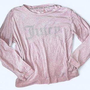 Juicy Couture pink leopard print long sleeve top with rhinestone logo